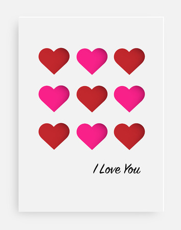 Cut the heart on the paper and a white background. Card for valentine's day, birthday, anniversary, party invitations, Wedding and other. Vector illustrationのイラスト素材