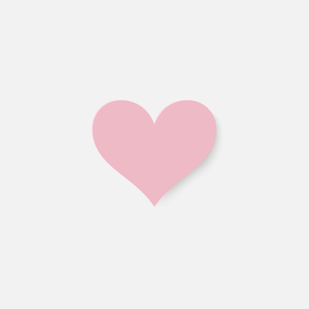 Paper cut pink heart on white background. Vector illustration. Valentineâs day, Wending, Greeting card, invitation, posters, wallpaper and festive banner.のイラスト素材