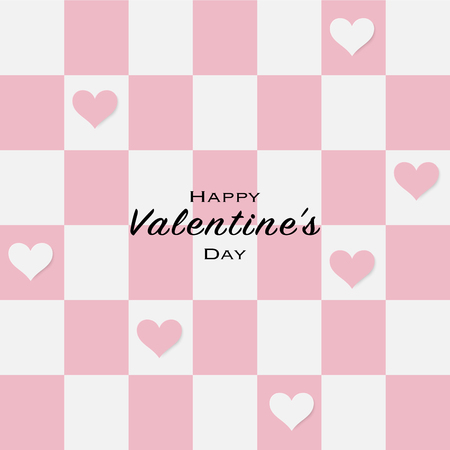 Happy Valentineâs Day greeting card with paper cut hearts on cute color background. Vector illustration. Invitation, posters, wallpaper and festive banner.のイラスト素材