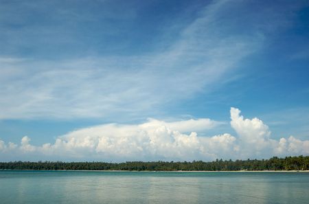 white clouds in a beautiful skyの写真素材