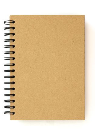 recycled paper notebook on white backgroundの写真素材