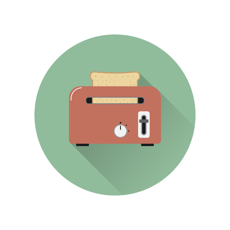 Toaster with bread in flat style, isolatedのイラスト素材
