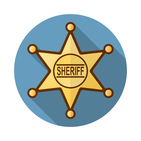 Sheriff badge icon in flat style with long shadow for web and mobile devices, isolated web iconのイラスト素材