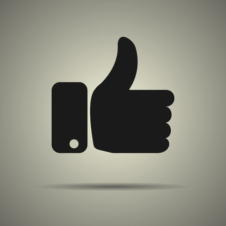Thumbs up icon, like icon, flat style, black and white colors, isolated web iconのイラスト素材