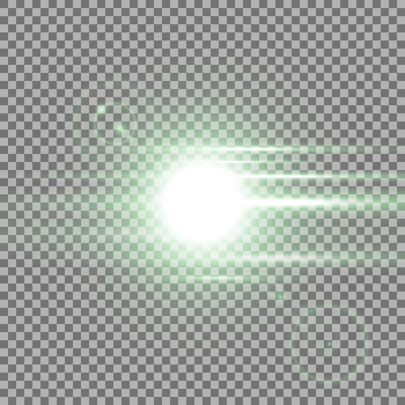 Shining lens flare, bright ray flare, shining sun, sunrise light effect on transparent backgroundのイラスト素材