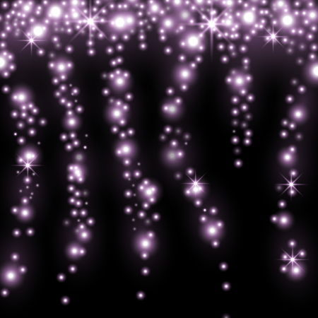 Falling stars effect, sparkling stardust on black backgroundのイラスト素材