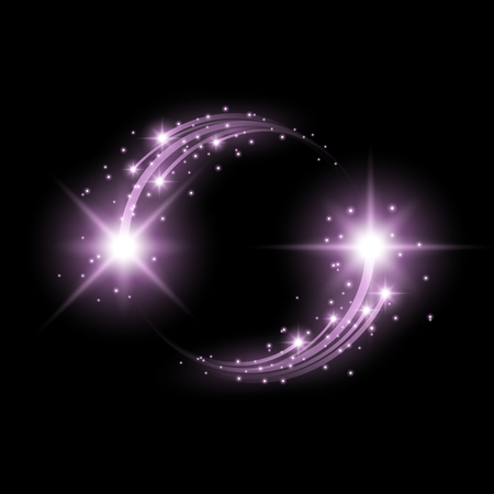 Glittering star dust, circle of lights, stars on black backgroundのイラスト素材