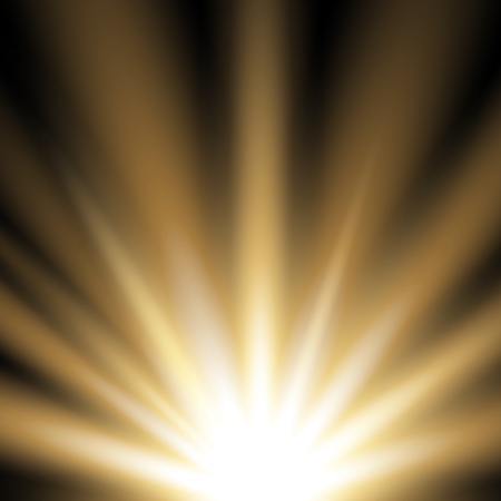 Rays of light from below on black background, light effect, golden colorのイラスト素材