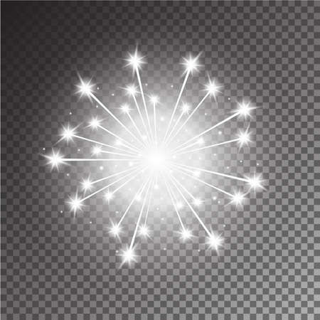 Firework lights on transparent background, sparks, white colorのイラスト素材