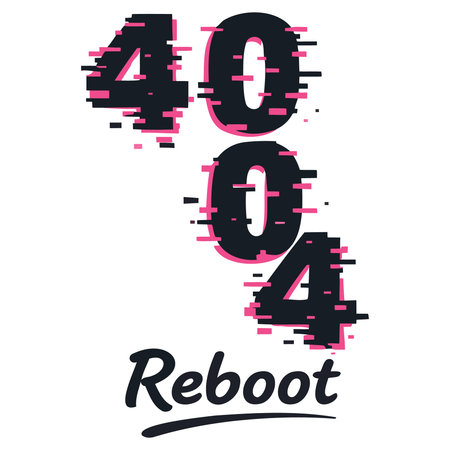 This image features a digital glitchstyle design with the numbers four zero four stacked vertically...