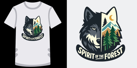 This image showcases a graphic design featuring a stylized wolf head split down the middle to reveal...