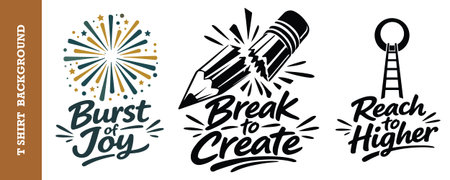 Vector set of design elements with hand drawn lettering. Inspirational quotes.のイラスト素材