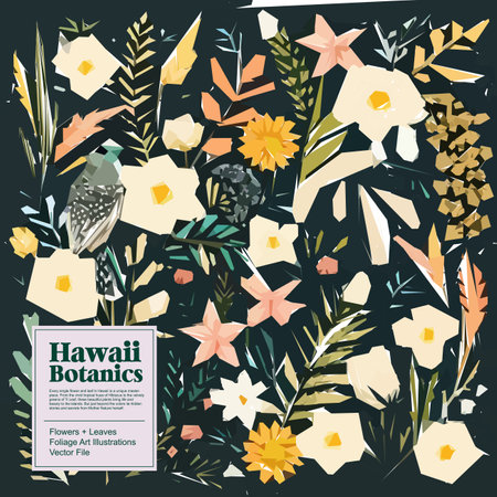 Vector illustration with hand drawn wild flowers and birds. Floral background.のイラスト素材