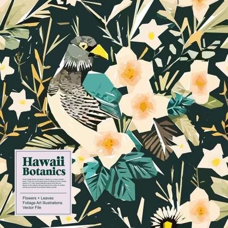 Vector illustration with hand drawn wild flowers and birds. Floral background.のイラスト素材