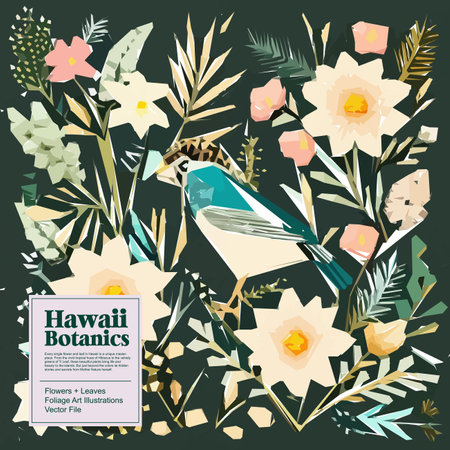 Vector illustration with hand drawn wild flowers and birds. Floral background.のイラスト素材