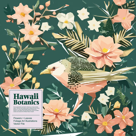 Vector illustration with hand drawn wild flowers and birds. Floral background.のイラスト素材
