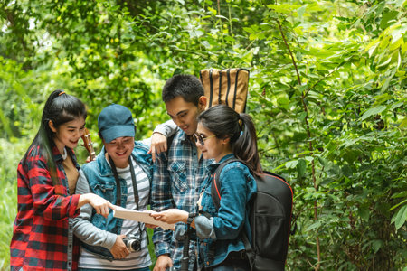 Checking on the map for directions
