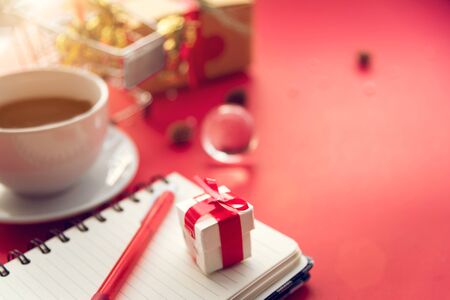Creative layout made of Christmas tree branches with paper card note. Flat lay. Nature New Year concept.の写真素材