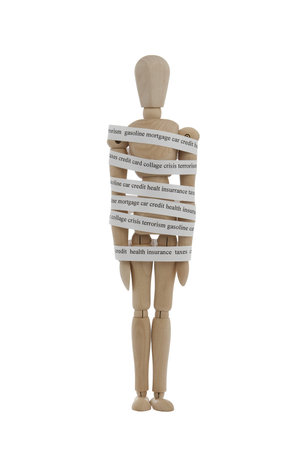 wooden man inmobileの写真素材