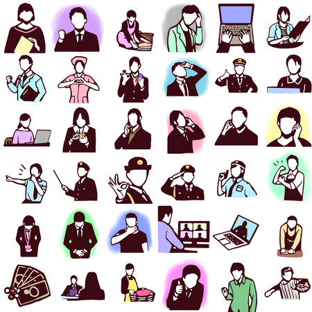 It is an illustration related to various jobs and money.の写真素材