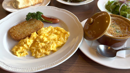 Elegant lunch time at the cafeの写真素材