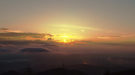 Beautiful morning sunrise scenery in Japanの写真素材