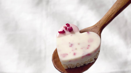 cute heart white chocolate dessertの写真素材
