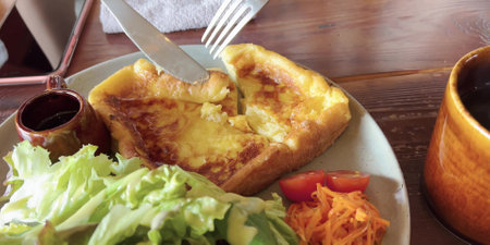 Elegant lunch time at the cafeの写真素材