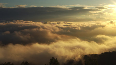 Beautiful morning sunrise scenery in Japanの写真素材