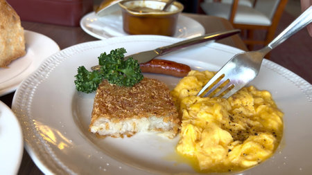 Elegant lunch time at the cafeの写真素材
