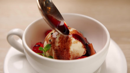 Dessert strawberry vanilla ice cream