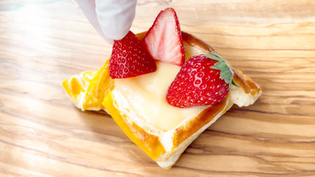 Homemade dessert pie baked in the ovenの写真素材