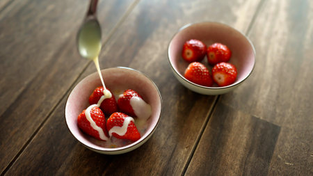 Natural strawberries caught in Japanの写真素材