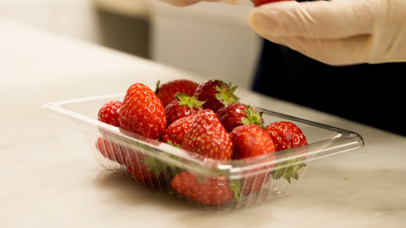 Fresh strawberries picked naturally in Japanの写真素材