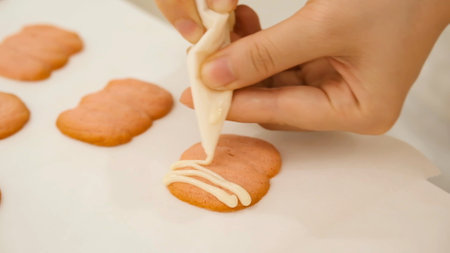 Fashionable and cute pink homemade cookiesの写真素材