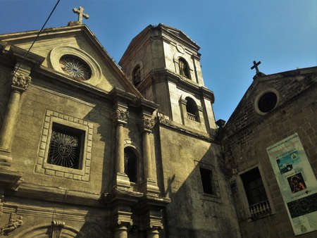 Church facade in old Manila, Philippinesの写真素材