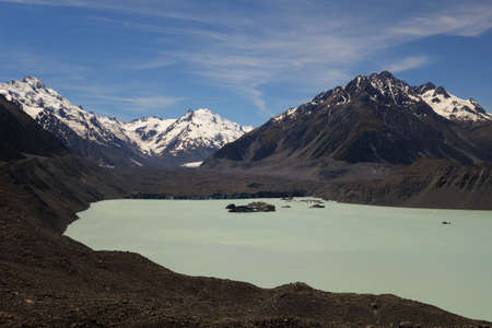 Stunning view of Tasman glacier and lakeの写真素材