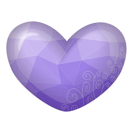 Lavender heart with low-poly texture and gentle ornaments.のイラスト素材