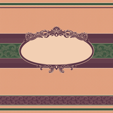 Vintage banner with ornaments on polka dot background.のイラスト素材