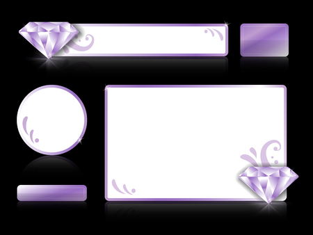 Set of graphic elements with diamonds, soft floral decorations and reflection.のイラスト素材