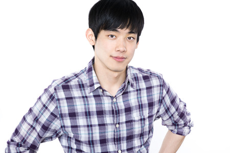 portrait of an asian man with smiling faceの写真素材