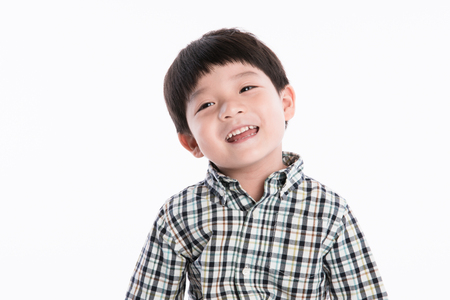 little asian boy on white backgroundの写真素材