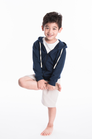 little asian boy on white backgroundの写真素材