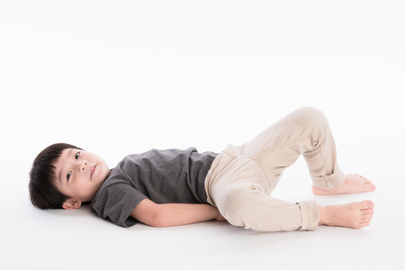 little asian boy on white backgroundの写真素材
