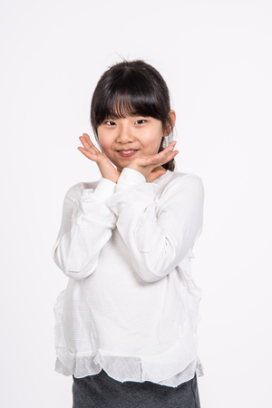 Teenage Asian Girl Child Studio Portrait Shoot - Isolatedの写真素材