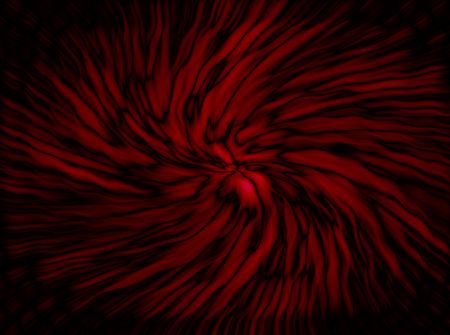 Abstract background or wallpaper art. Swirl pattern of glowing red and black strands of light.の写真素材