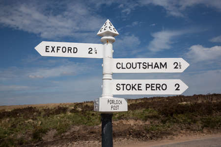 Signpost in the Exmoor known as Porlock Post, Somerset UKの写真素材