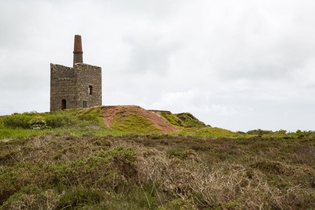 Ruin of Greenburrow Shaft Engine House at Ding Dong Mine, Cornwall UKの写真素材