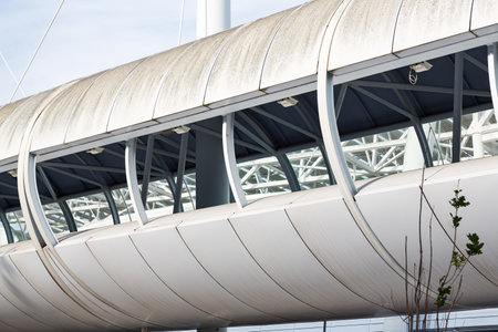 Tube-like passageway at Lisbons exhibition grounds, Portugalの写真素材