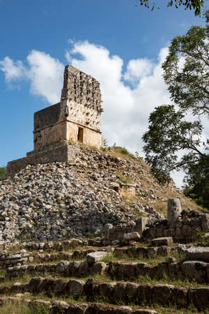 El mirador, ruins of ancient maya space observatory at Labna, Yucatan, Mexicoの写真素材